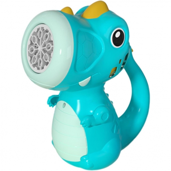 Jucarie Interactiva pentru Baloane de Sapun,  Sunete si Lumini, Model Dinozaur, cu 8 Orificii, 17.1 x 10.4 x 21.5 cm, Albastru