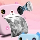 Aparat  foto instant pentru Copii,  cu Functie de Printare, Camera Frontala + Selfie, Cablu USB-C, Bluetooth, Compatibil iOS/Android, Imprimare APP, Model Pisica, Roz