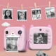 Aparat  foto instant pentru Copii,  cu Functie de Printare, Camera Frontala + Selfie, Cablu USB-C, Bluetooth, Compatibil iOS/Android, Imprimare APP, Model Pisica, Roz