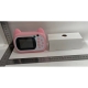 Aparat foto instant pentru Copii,  Camera Frontala + Selfie, cu Functie de Printare, Cablu USB-C, Bluetooth, Compatibil iOS/Android, Imprimare APP, Model Pisica Smiley Face, Roz