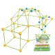 Kit de Constructie Fort 3D pentru Copii,  560 g, 36 Sfere, 51 Tije, Panza Verde Impermeabil, 3 ani, Educativ, Multicolor