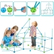 Kit de Constructie Fort 3D pentru Copii,  560 g, 36 Sfere, 51 Tije, Panza Verde Impermeabil, 3 ani, Educativ, Multicolor