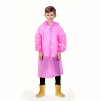 Pelerina de Ploaie, pentru Copii 100-145 cm, din EVA, Impermeabila, Inchidere cu Capse, Roz
