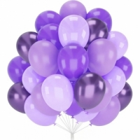 Set 10 Baloane din Latex Chrome, Model Party, 23 cm, Diferite Nuante Mov, 2.2 g