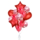Set 14 Baloane din Folie Metalizata si din Latex, Figurine Stea si Inima 45 cm, Baloane Latex 30 cm, Tema Buchet, Ambalaj Individual, Pai Inclus, Umflare cu Aer sau Heliu, Rosu