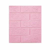 Set 10 Placi Tapet 3D, 35 x 38 cm, Grosime 3 mm, din Polietilena, Model Caramida, Suprafata acoperita 1.33 mp, Roz