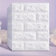 Set 10 Placi Tapet 3D, 35 x 38 cm, Grosime 3 mm, din Polietilena, Model Caramida, Suprafata acoperita 1.33 mp, Alb