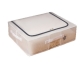 Cutie de Depozitare, pentru Pantofi Haine, din Plasa PVC Impermeabila si Manere Laterale, Pliabila, Fermoar Bidirectional, 50 x 40 x 15 cm, Transparenta