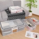 Cutie de Depozitare, pentru Pantofi Haine, din Plasa PVC Impermeabila si Manere Laterale, Pliabila, Fermoar Bidirectional, 50 x 40 x 15 cm, Transparenta