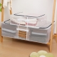 Cutie de Depozitare, pentru Pantofi Haine, din Plasa PVC Impermeabila si Manere Laterale, Pliabila, Fermoar Bidirectional, 50 x 40 x 15 cm, Transparenta