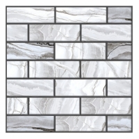 10 x Placi Tapet Autocolant 3D cu Imitatie de Marmura Dreptunghiulara, pentru Perete Bucatarie Sufragerie, Usor de Curatat, Rezistent la Apa, Autoadeziv, 30x30 cm, Gri