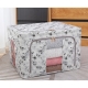 Cutie Depozitare, 66L, din Material Textil, 50 x 40 x 33 cm, pentru Haine si Lenjerii, Model Fluturasi, Gri/Auriu