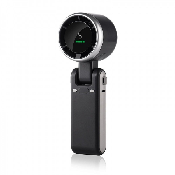 Mini Ventilator Portabil, 5 Trepte de Viteza, Afisaj Digital, Incarcare USB, 5V, 2A, 5.95 x 5.2 x 17.2 cm, Negru