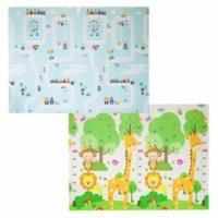 Covoras pentru Copii, cu 2 Fete, Model Oras/Safari, din XPE+PE, Impermeabil, Antiderapant, Protectie Termica, +3 Luni, Pliabil, 180 x 200 x 1 cm, Multicolor