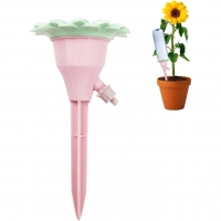 Set picuratoare cu valva pentru irigare, design floare, viteza reglabila, fixare prin infigere, practic, 16.8 x 9 cm, roz