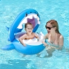 Colac de inot gonflabil pentru copii, Albastru, Model Rechin, 90 cm