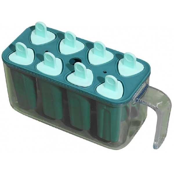 Forme de inghetata, 8 Forme din Silicon, Forma pentru Inghetata din si Sucuri Ghetate, 13 x 10 x 6.5 cm, Albastru