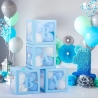 Set 4 Cutii pentru Baloane, Model Scris Baby, Cuburi Decorative din Plastic, Accesorii pentru Petrecere, 30 x30 cm, Transparente