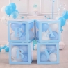 Set 4 Cutii pentru Baloane, Model Scris Baby, Cuburi Decorative din Plastic, Accesorii pentru Petrecere, 30 x30 cm, Transparente