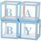 Set 4 Cutii pentru Baloane, Model Scris Baby, Cuburi Decorative din Plastic, Accesorii pentru Petrecere, 30 x30 cm, Transparente