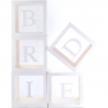Set 5 Cutii pentru Baloane, Model Scris Bride, Tematica Nunta, Cuburi Decorative din Plastic, Accesorii pentru Petrecere, 30 x30