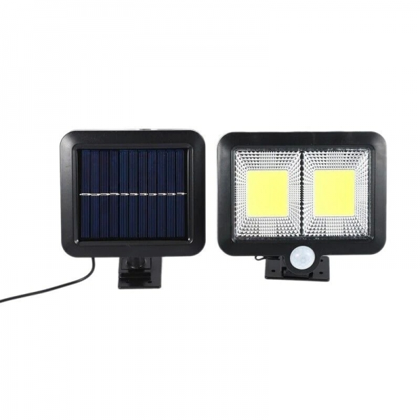 Lampa solara cu senzor de miscare, 108 COB LED, 2 grile, ip65, negru