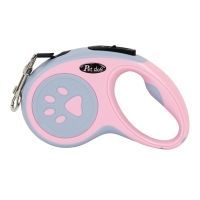 Lesa Automata Retractabila, pentru Caini, 5m, 20 kg, ABS, Roz/Gri, 8x12x4 cm
