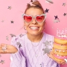 Ochelari Decorativi, Model Birthday Queen, cu Diamante, pentru Aniversari, din PC, 15.3 x 5.7 x 14.5 cm, Roz