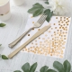 Set 20 de Servetele de Masa, Imprimeu cu Buline Aurii, din Hartie, 17 x 17 cm, Alb