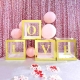Set 4 Cutii pentru Baloane, Model Simplu, Tematica Aniversare, Cuburi Decorative din Plastic, Accesorii pentru Petrecere, 30 x30