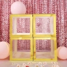 Set 4 Cutii pentru Baloane, Model Simplu, Tematica Aniversare, Cuburi Decorative din Plastic, Accesorii pentru Petrecere, 30 x30