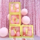 Set 4 Cutii pentru Baloane, Model Simplu, Tematica Aniversare, Cuburi Decorative din Plastic, Accesorii pentru Petrecere, 30 x30