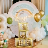 Set 4 Cutii pentru Baloane, Model Simplu, Tematica Aniversare, Cuburi Decorative din Plastic, Accesorii pentru Petrecere, 30 x30