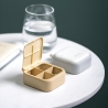 Cutie Depozitare Medicamente Mini, 4 Compartimente, Inchidere Etans, Portabila, Patrat, Galben, PP, 7.5x7.5x3 cm