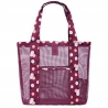 Geanta de Plaja, din Plasa Transparenta, Imprimeu Floral, 43 x 10 x 33 cm, Model pentru Umar, Lungime Inferioara 33 cm, Burgundy
