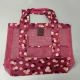 Geanta de Plaja, din Plasa Transparenta, Imprimeu Floral, 43 x 10 x 33 cm, Model pentru Umar, Lungime Inferioara 33 cm, Burgundy