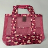 Geanta de Plaja, din Plasa Transparenta, Imprimeu Floral, 43 x 10 x 33 cm, Model pentru Umar, Lungime Inferioara 33 cm, Burgundy