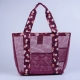 Geanta de Plaja, din Plasa Transparenta, Imprimeu Floral, 43 x 10 x 33 cm, Model pentru Umar, Lungime Inferioara 33 cm, Burgundy