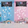 Set Gender Reveal, Balloon Drop Bag, din Plastic si Latex, 24 Baloane Roz si Albastru 13 cm, Sac pentru Baloane 60 x 120 cm, Mul
