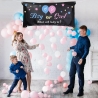 Set Gender Reveal, Balloon Drop Bag, din Plastic si Latex, 24 Baloane Roz si Albastru 13 cm, Sac pentru Baloane 60 x 120 cm, Mul