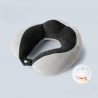 Perna de Voiaj, Pentru Gat, din Bumbac, 4 Cocoase Pentru Confort, Accesoriu de Voiaj, Birou, Masina, Sistem Prindere Capse, Negr