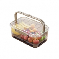 Cutie de Depozitare Portabila, cu Separator pentru Gheata si Scurgere, Mentine Rece, Caserola Pranz, 25x16.5x11.5 cm, Gri/Transp