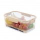 Cutie de Depozitare Portabila, cu Separator pentru Gheata si Scurgere, Mentine Rece, Caserola Pranz, 25x16.5x11.5 cm, Crem/Trans