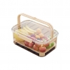 Cutie de Depozitare Portabila, cu Separator pentru Gheata si Scurgere, Mentine Rece, Caserola Pranz, 25x16.5x11.5 cm, Crem/Trans