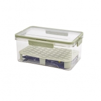 Cutie de Depozitare Portabila, cu Separator pentru Gheata si Scurgere, Mentine Rece, Caserola Pranz, 25x16.5x11.5 cm, Verde/Tran