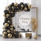 Baloane decorative pentru Nunta, Zi de Nastere, Evenimente, Arcada Set din 107 baloane, din latex, baloane cu confetii, Negru Au