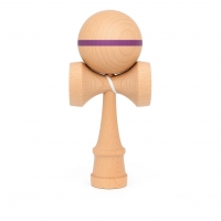 Jucarie Interactiva Kendama, din Lemn, 18 cm, Joc de Indemanare pentru Copii si Adulti, Model cu Dunga, Mov