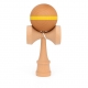 Jucarie Interactiva Kendama, din Lemn, 18 cm, Joc de Indemanare pentru Copii si Adulti, Model cu Dunga, Galben