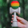 Jucarie Interactiva Kendama, din Lemn, 18 cm, Joc de Indemanare pentru Copii si Adulti, Model Gradient 4, Rosu/Galben/Verde