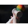Jucarie Interactiva Kendama, din Lemn, 18 cm, Joc de Indemanare pentru Copii si Adulti, Model Gradient 4, Rosu/Galben/Verde